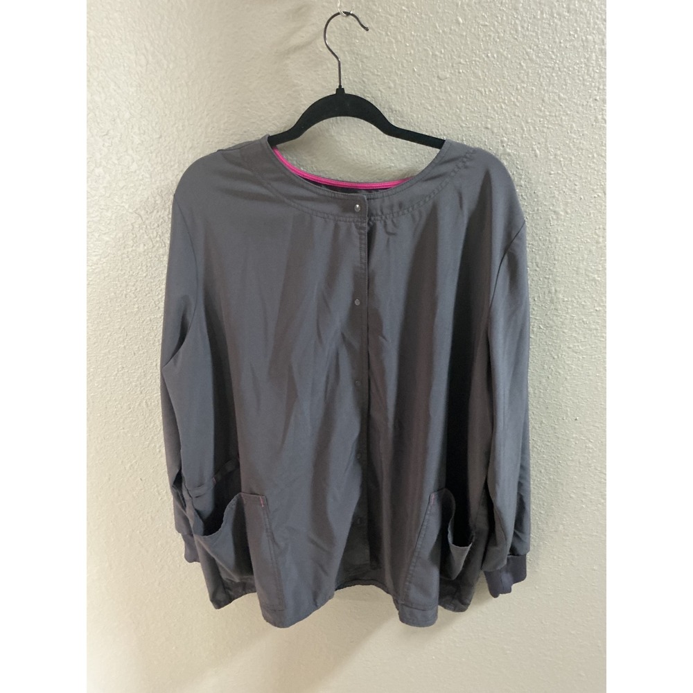 Scrubstar Scrub Jacket Womens 3XL Gray Excellent Snap Front Ethical Fabric